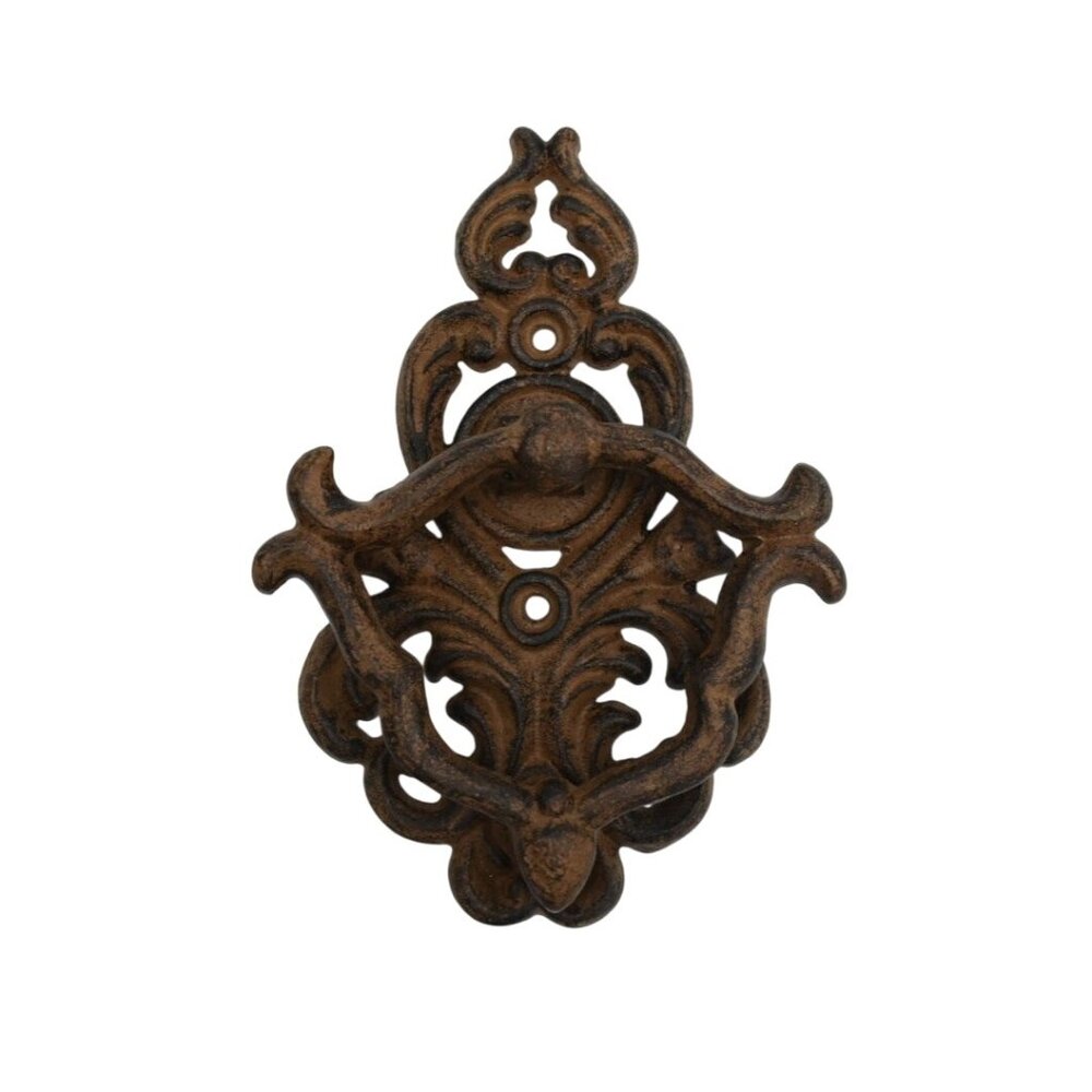 Vintage Cast Iron Door Knocker Orante Victorian Rustic Antiqued Finish